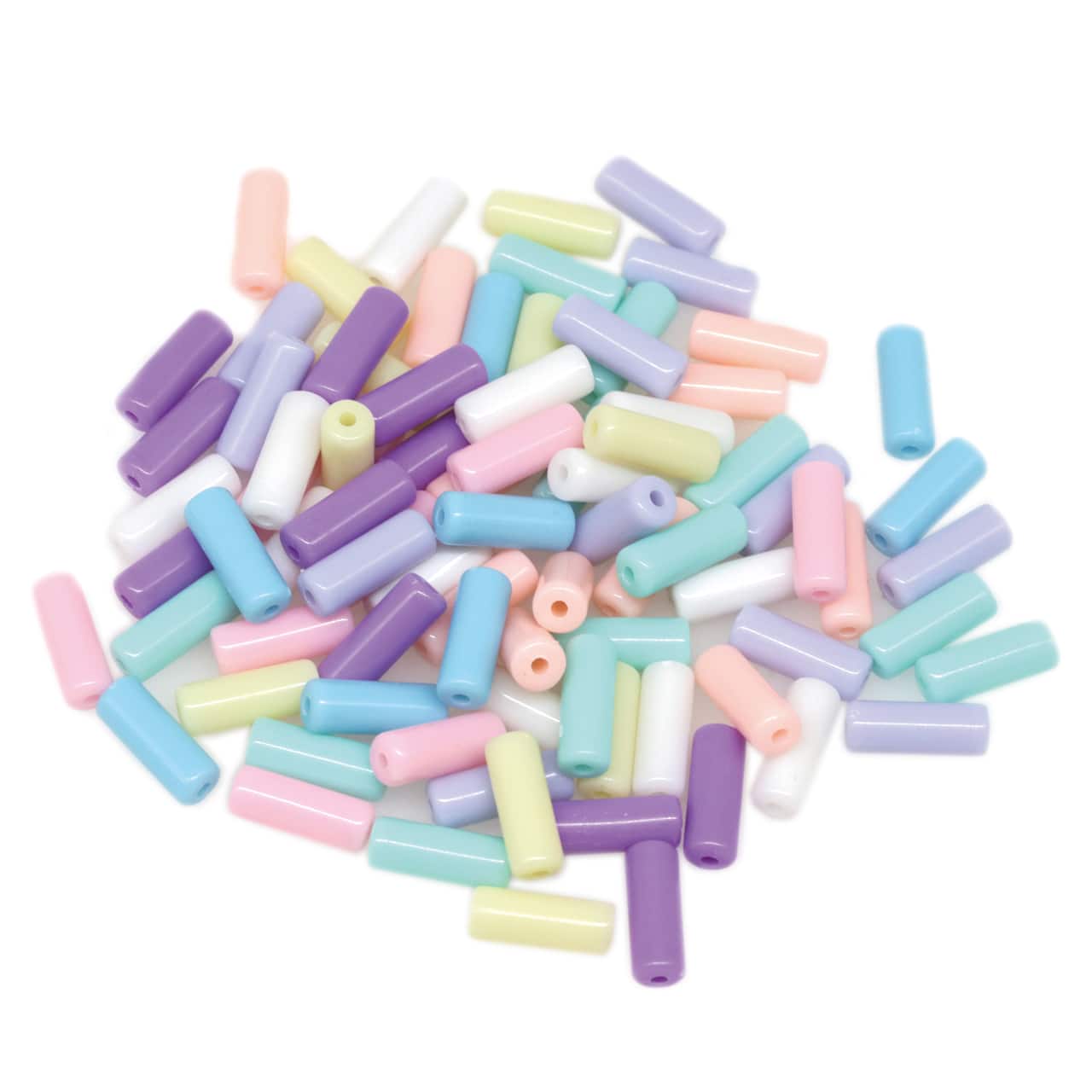 12 Packs: 280 ct. (3,360 total) Pastel Plastic Tube Beads by Creatology™, 12.5mm x 5mm